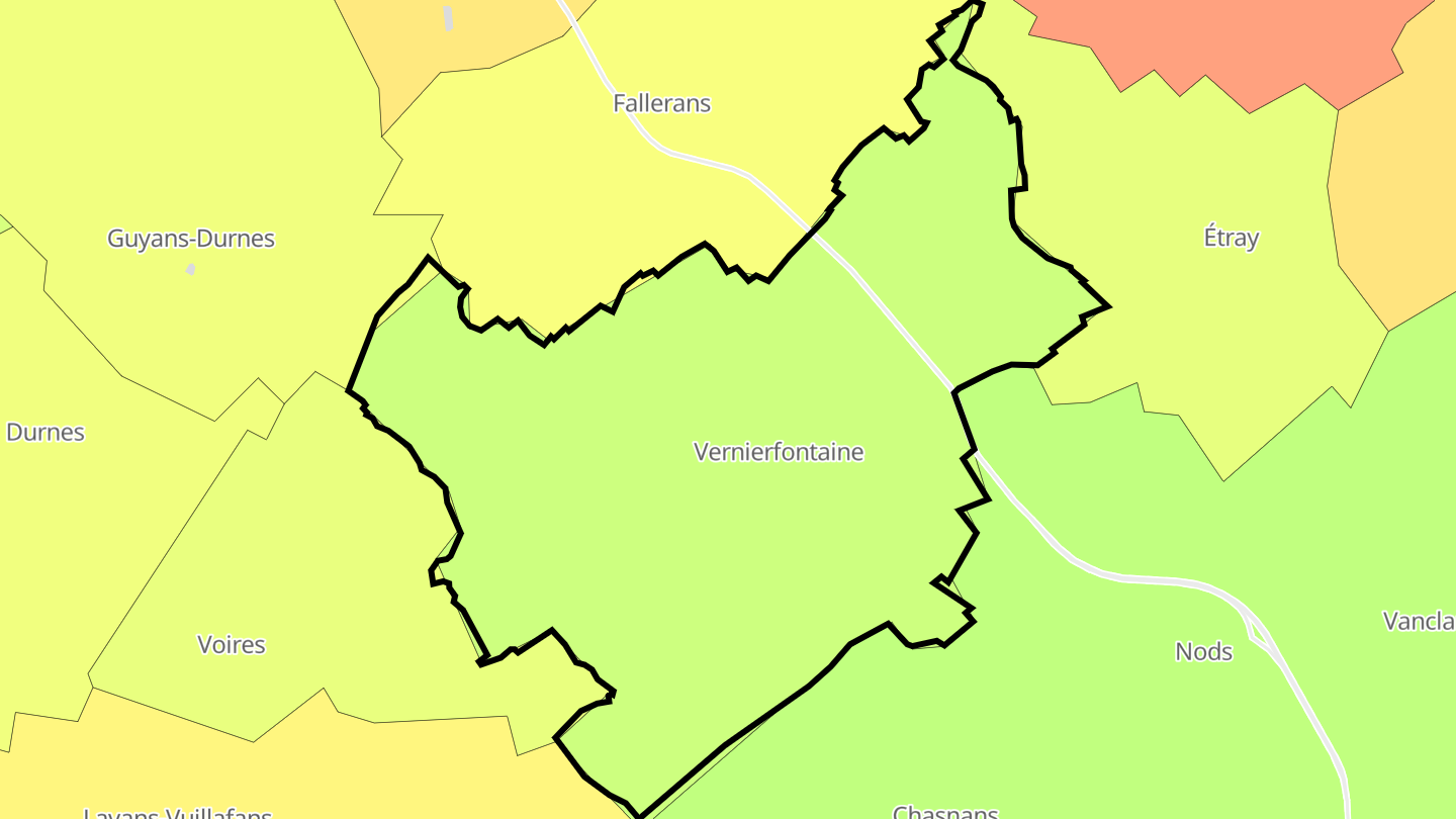 Carte des prix de l'immobilier Vernierfontaine