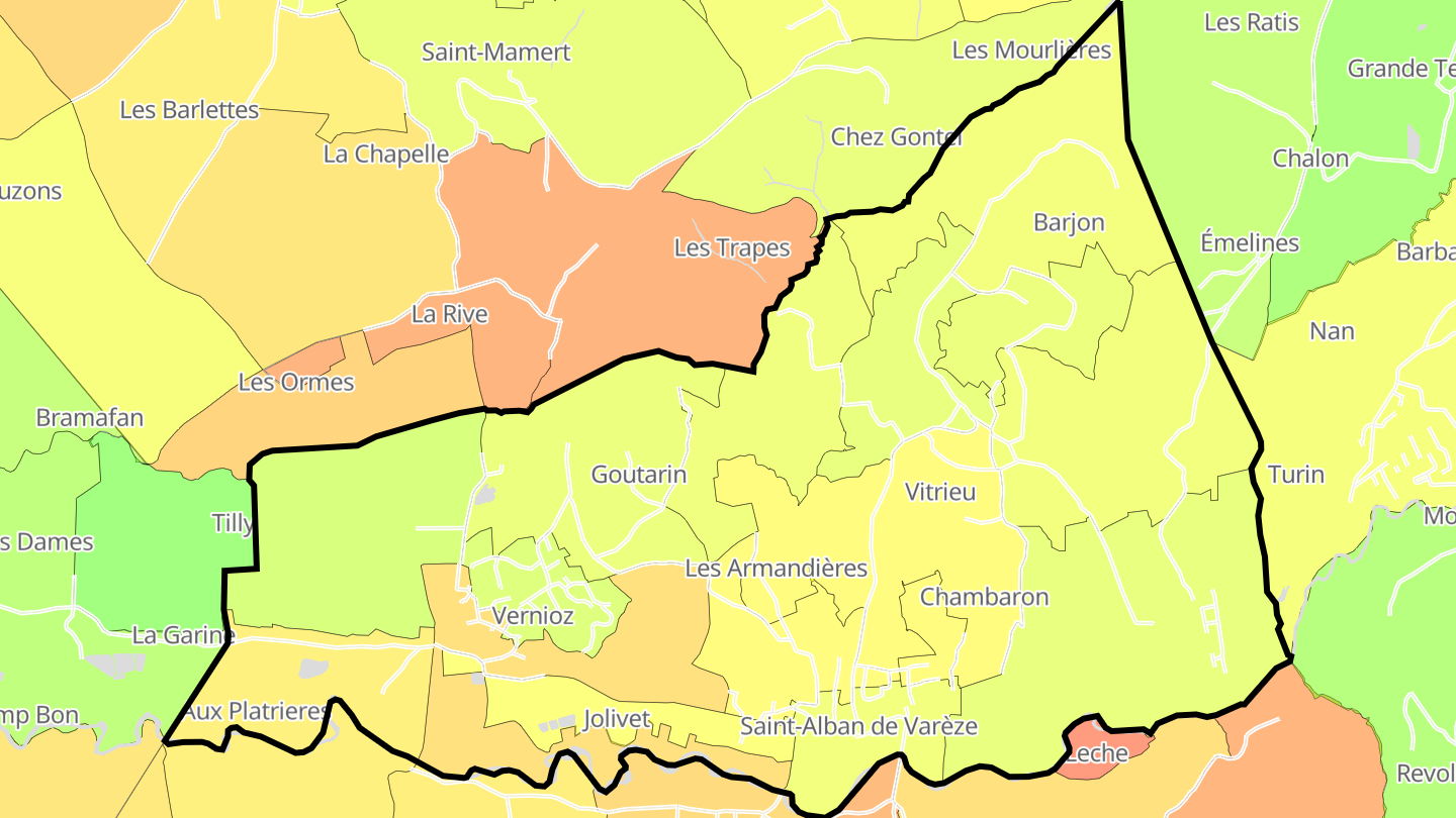 Carte des prix de l'immobilier Vernioz