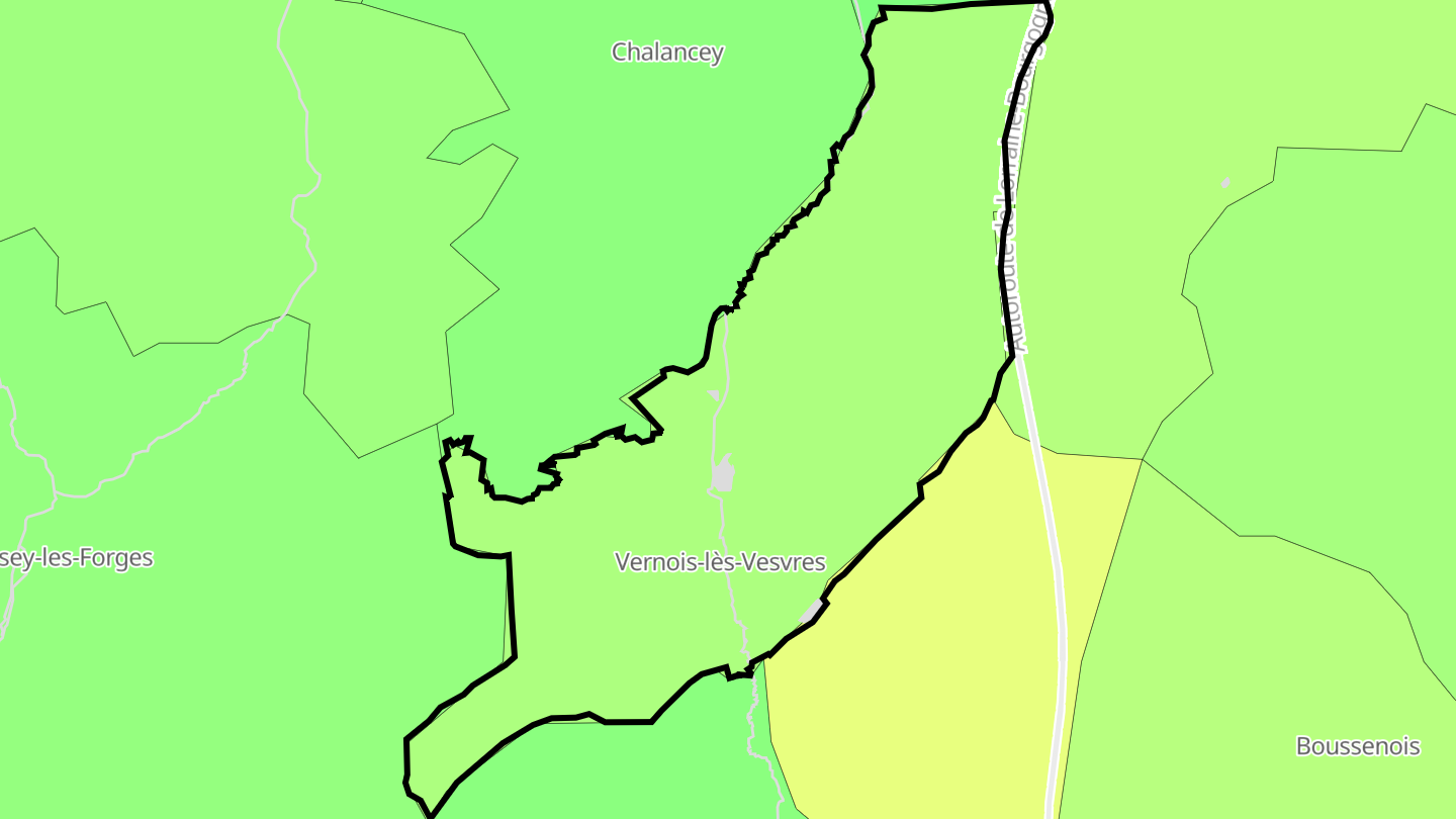 Carte des prix de l'immobilier Vernois-lès-Vesvres