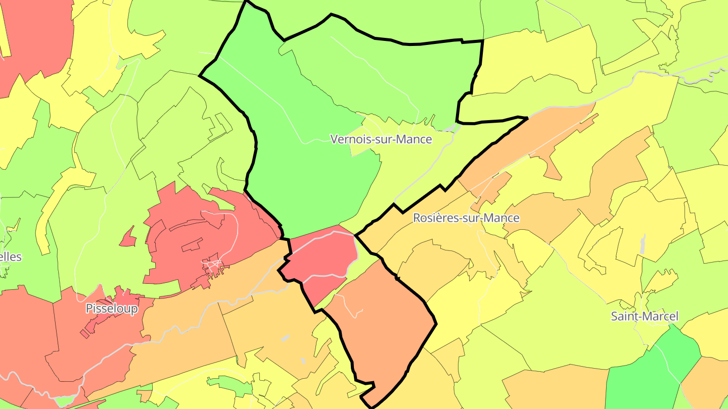 Carte des prix de l'immobilier Vernois-sur-Mance