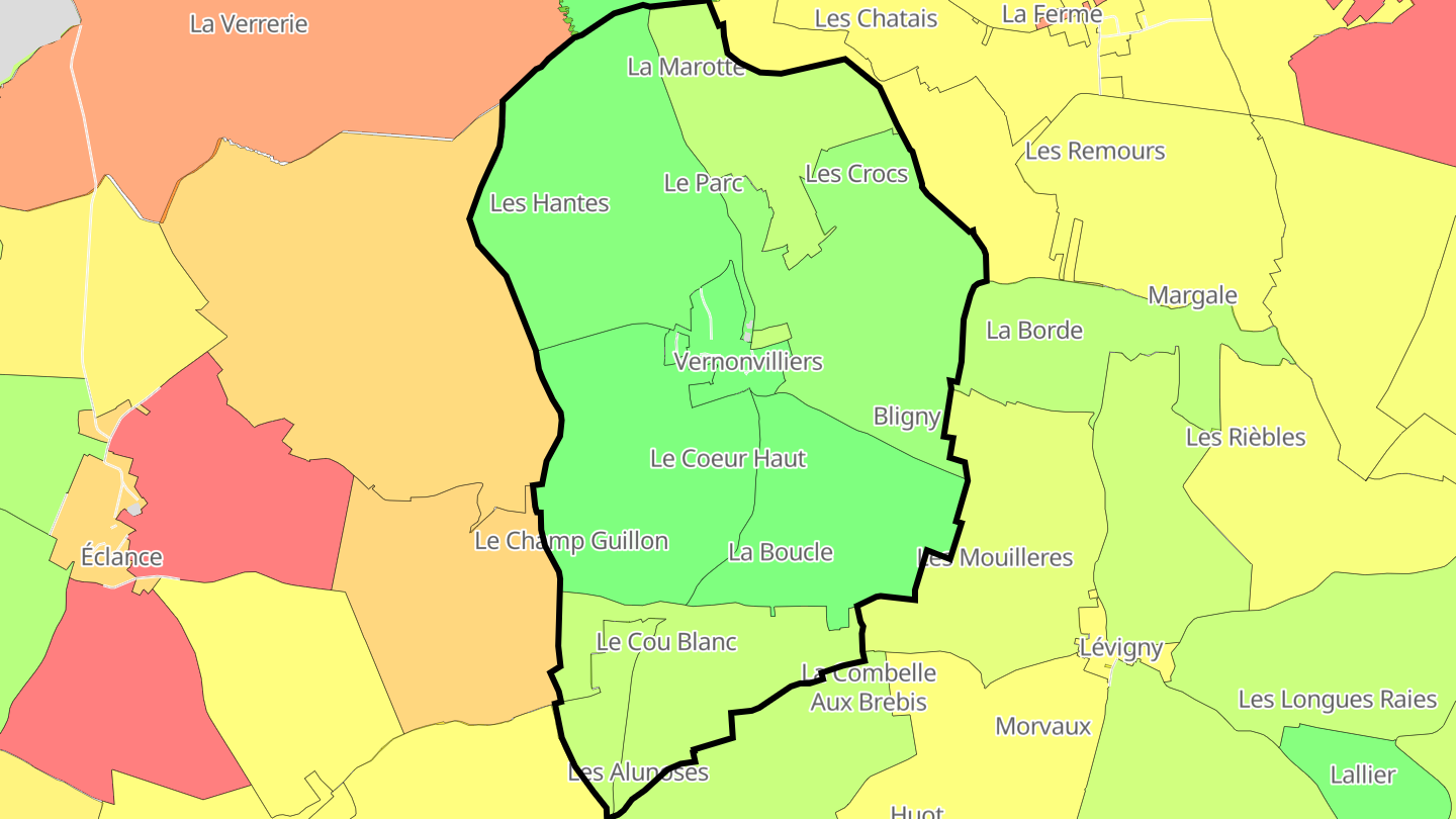 Carte des prix de l'immobilier Vernonvilliers