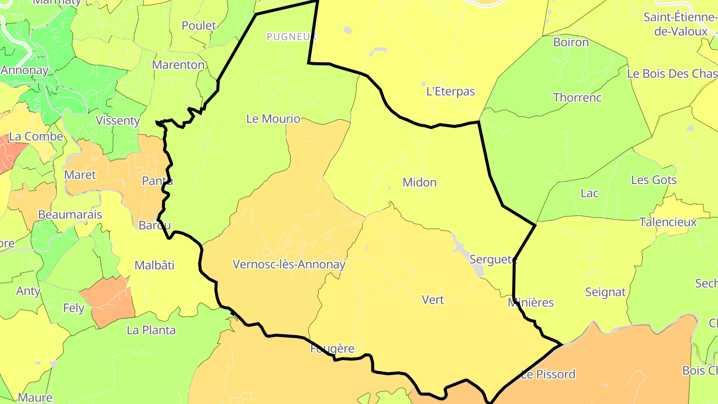 Carte des prix de l'immobilier Vernosc-lès-Annonay