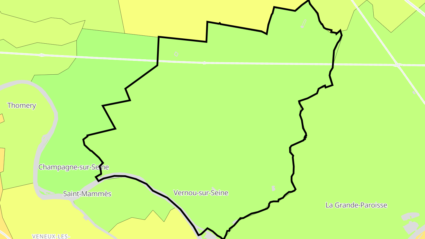 Carte des prix de l'immobilier Vernou-la-Celle-sur-Seine