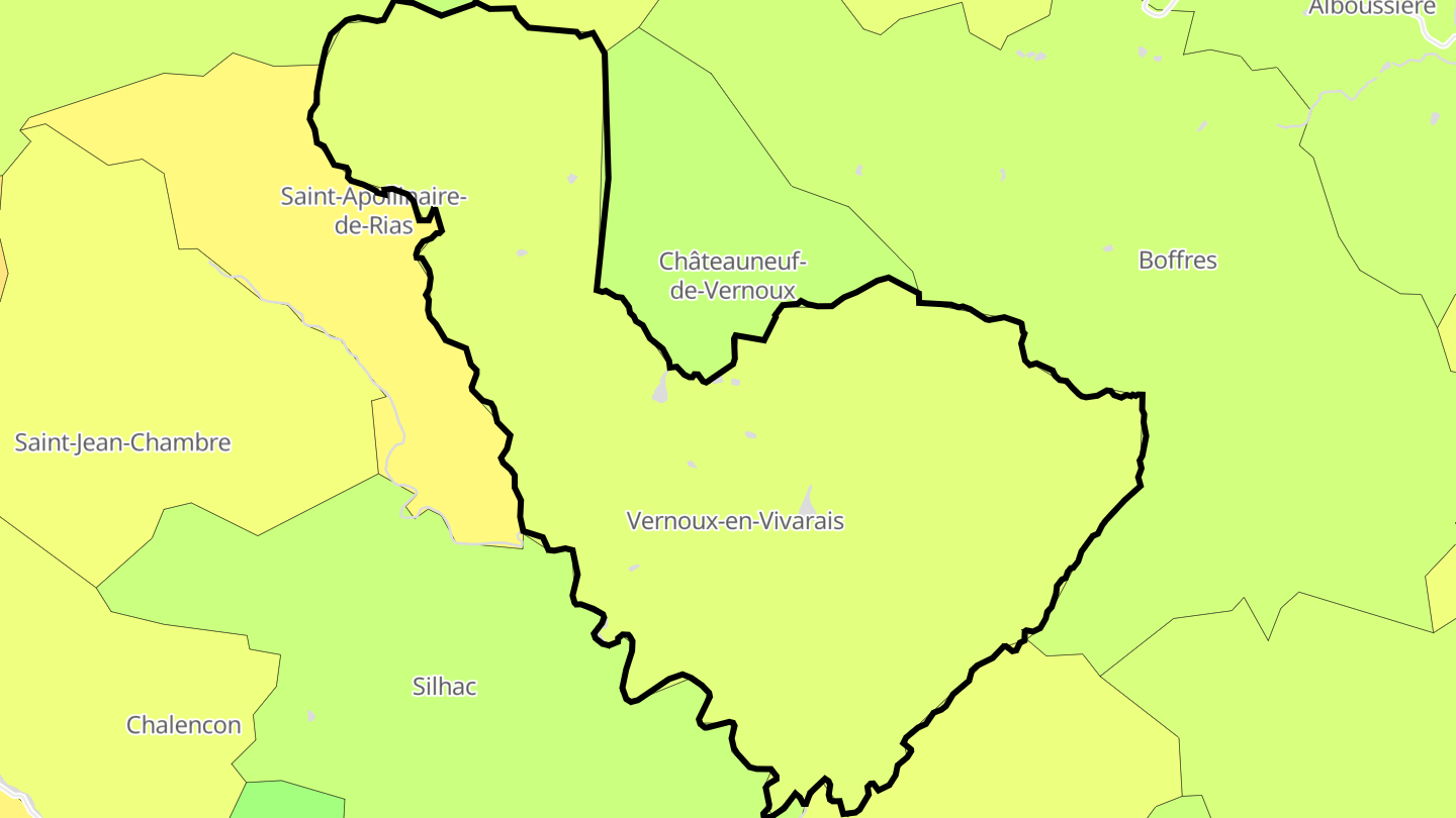 Carte des prix de l'immobilier Vernoux-en-Vivarais