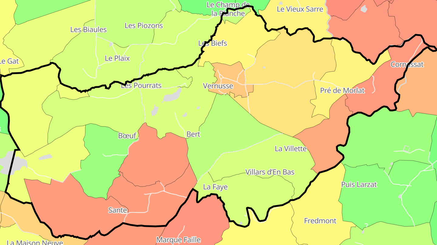 Carte des prix de l'immobilier Vernusse