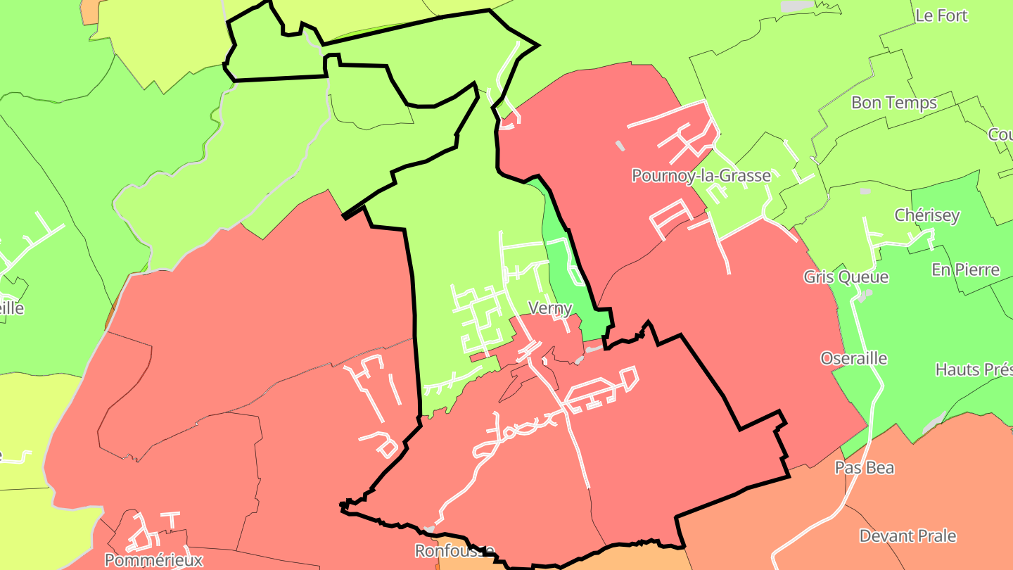 Carte des prix de l'immobilier Verny