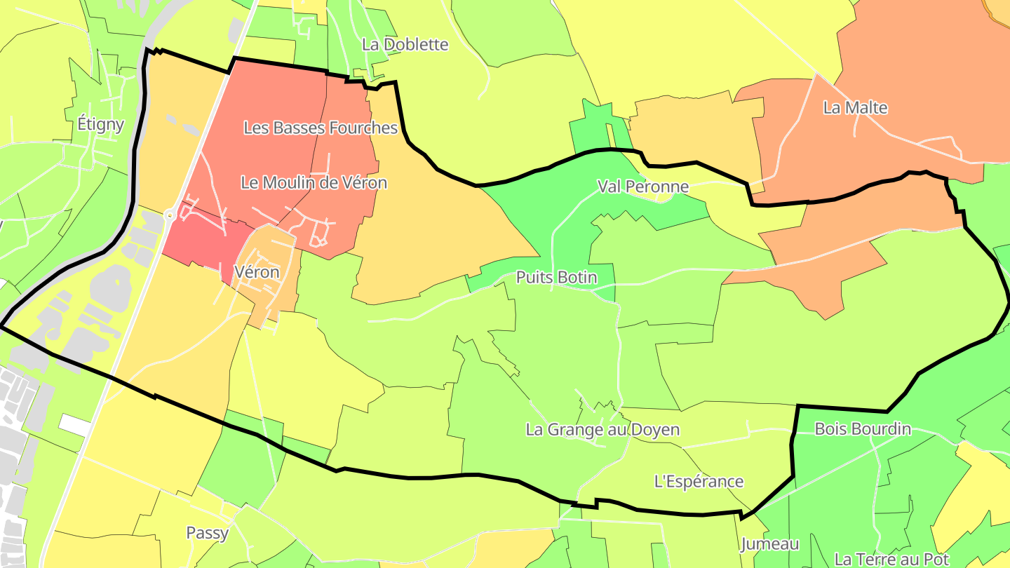 Carte des prix de l'immobilier Véron