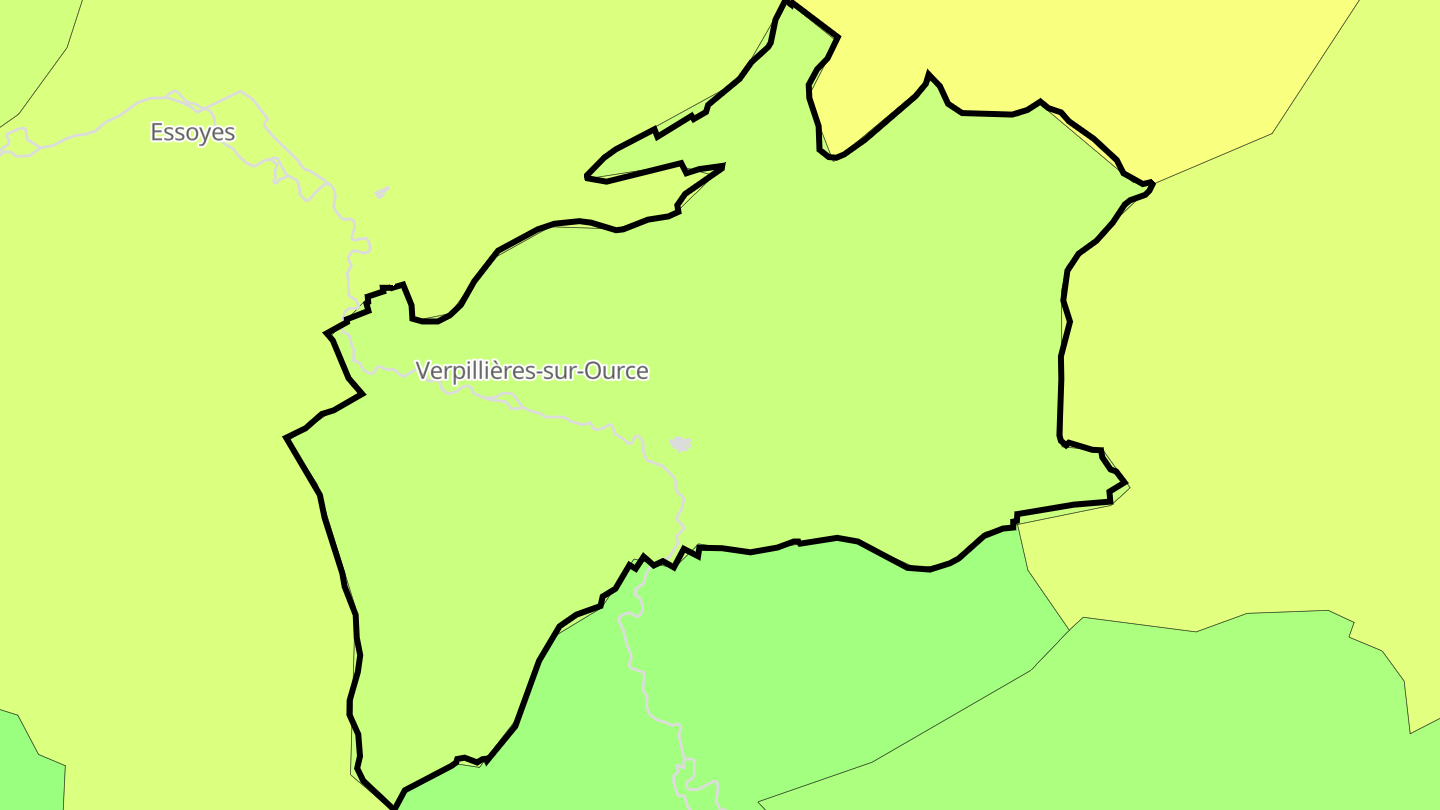 Carte des prix de l'immobilier Verpillières-sur-Ource