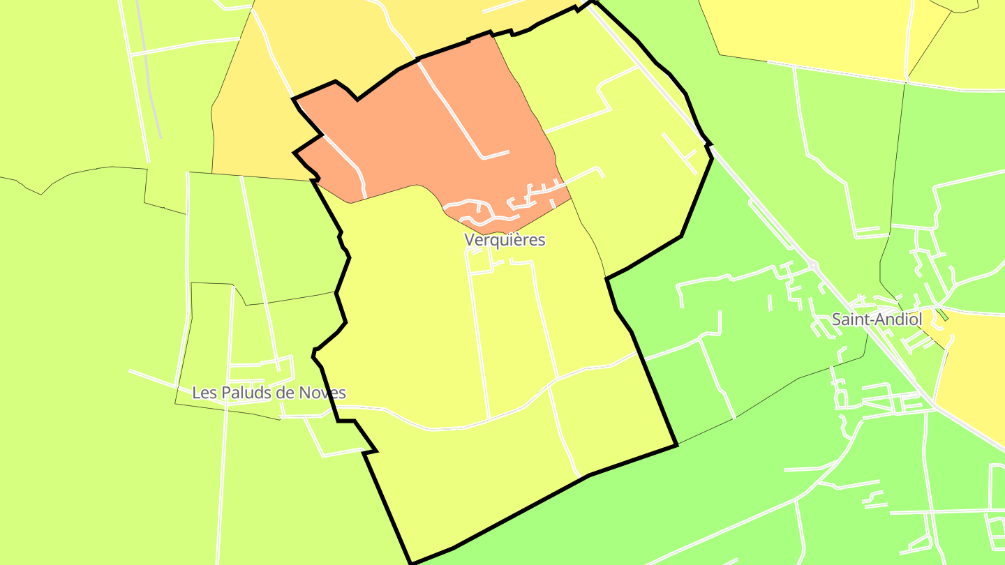 Carte des prix de l'immobilier Verquières