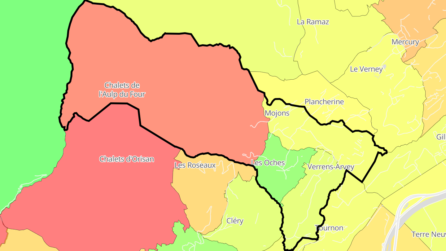 Carte des prix de l'immobilier Verrens-Arvey