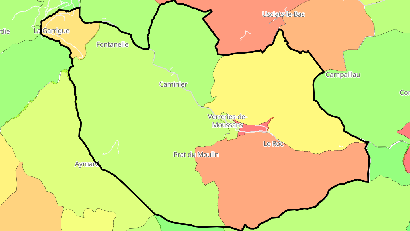 Carte des prix de l'immobilier Verreries-de-Moussans