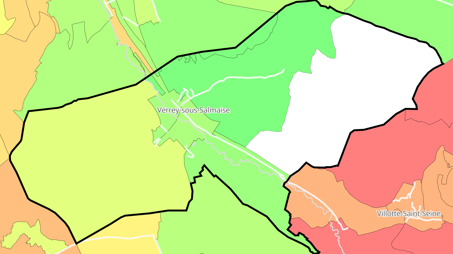 Carte des prix de l'immobilier Verrey-sous-Salmaise