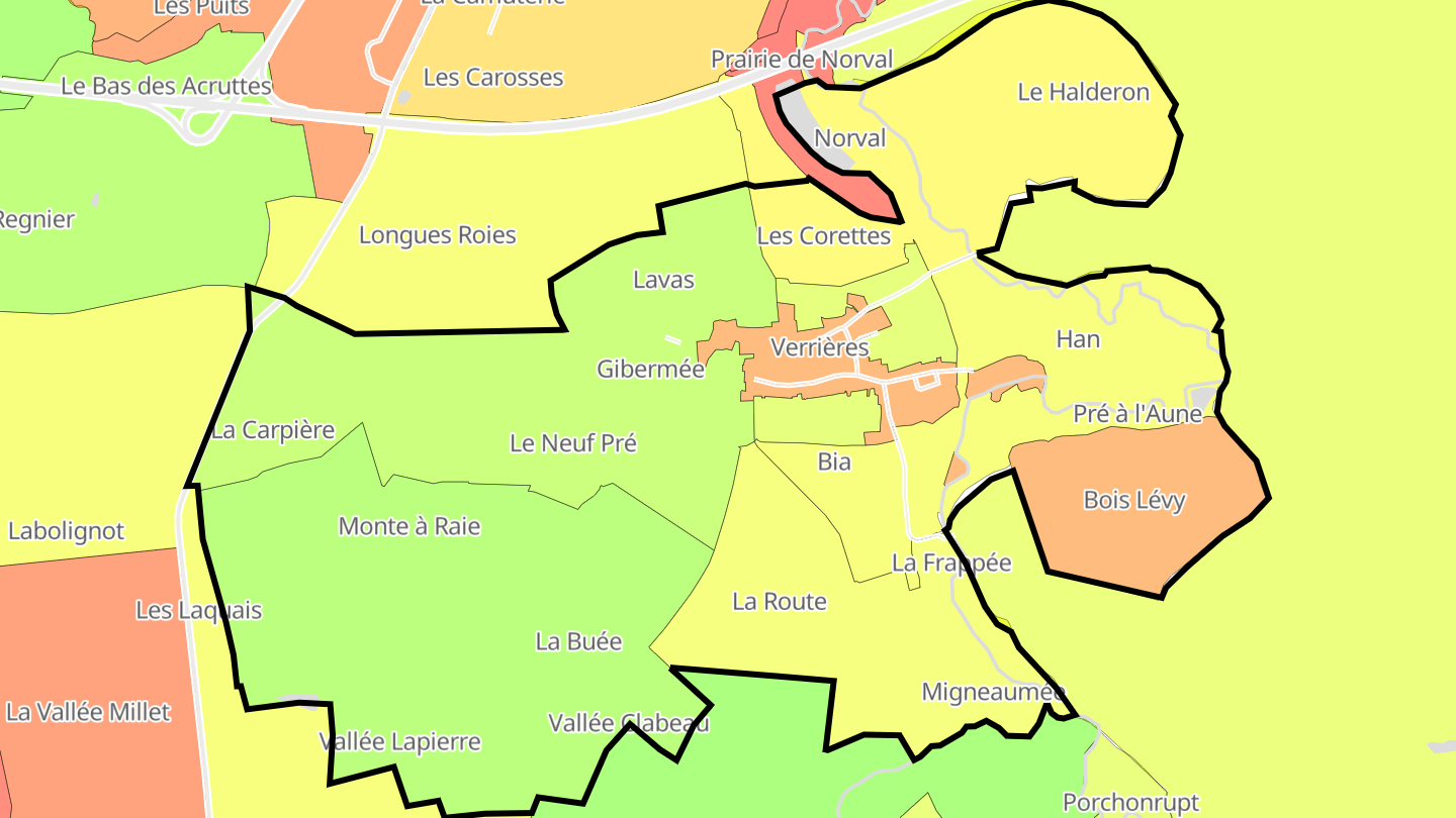 Carte des prix de l'immobilier Verrières