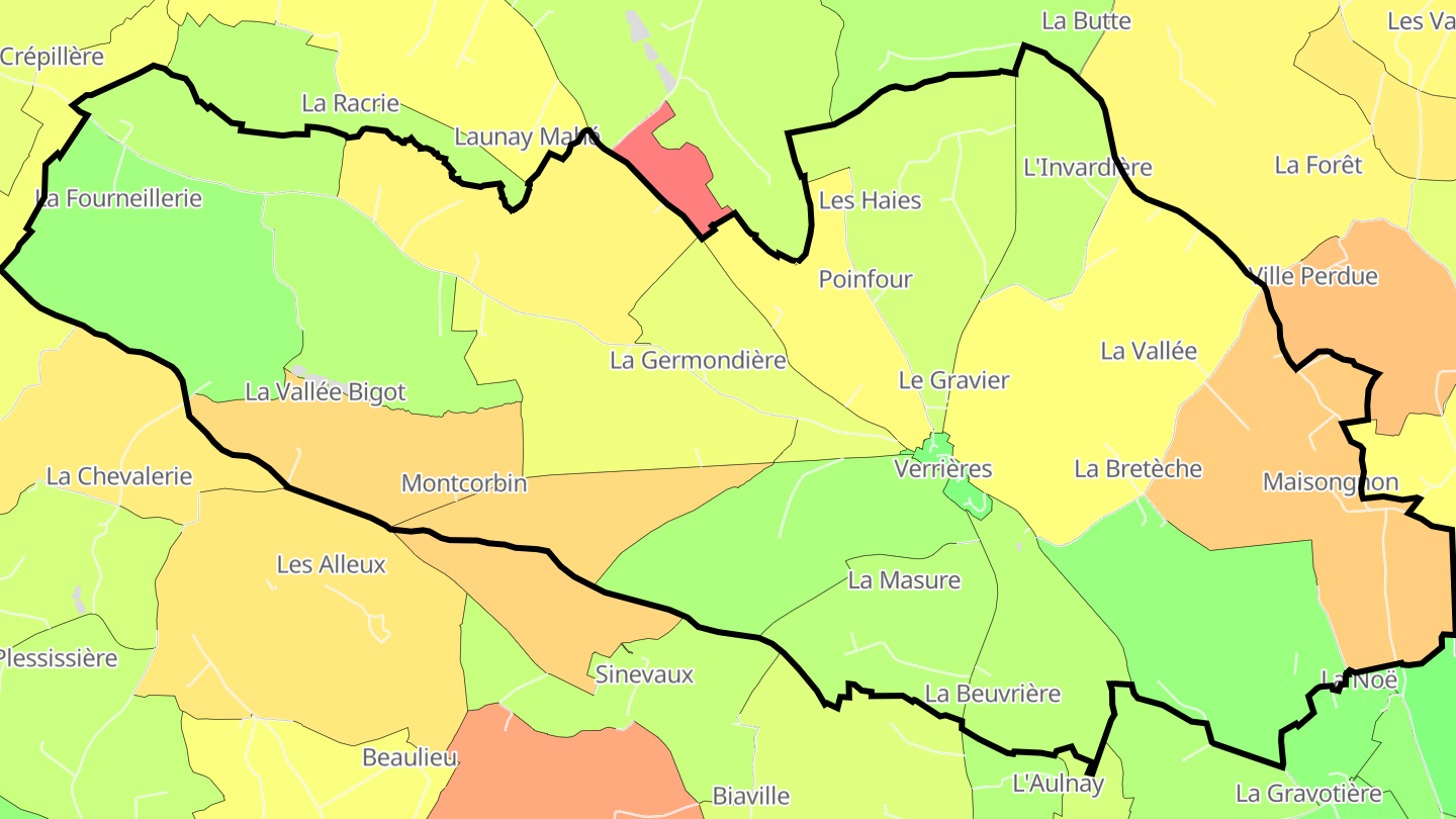 Carte des prix de l'immobilier Verrières
