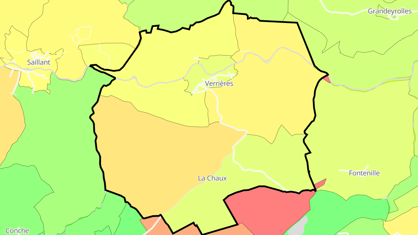 Carte des prix de l'immobilier Verrières