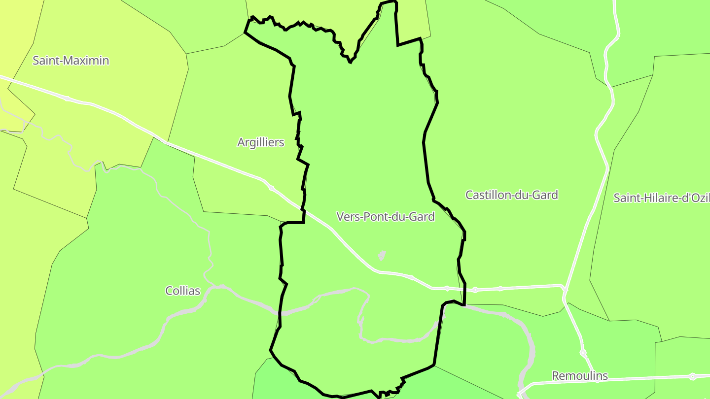 Carte des prix de l'immobilier Vers-Pont-du-Gard