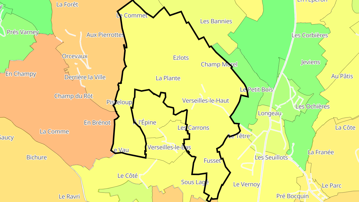 Carte des prix de l'immobilier Verseilles-le-Haut