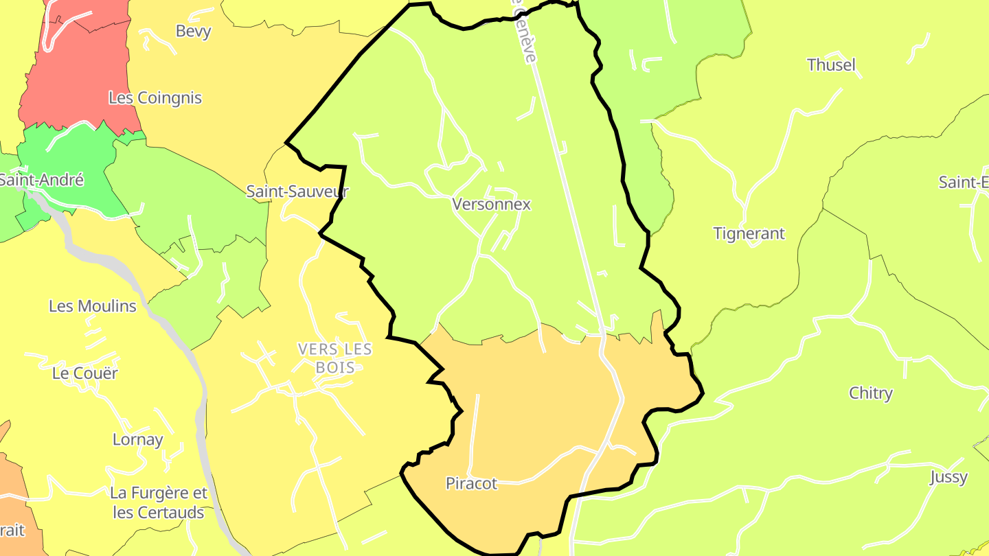 Carte des prix de l'immobilier Versonnex