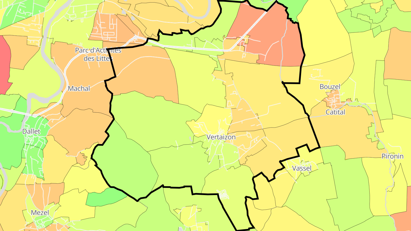 Carte des prix de l'immobilier Vertaizon