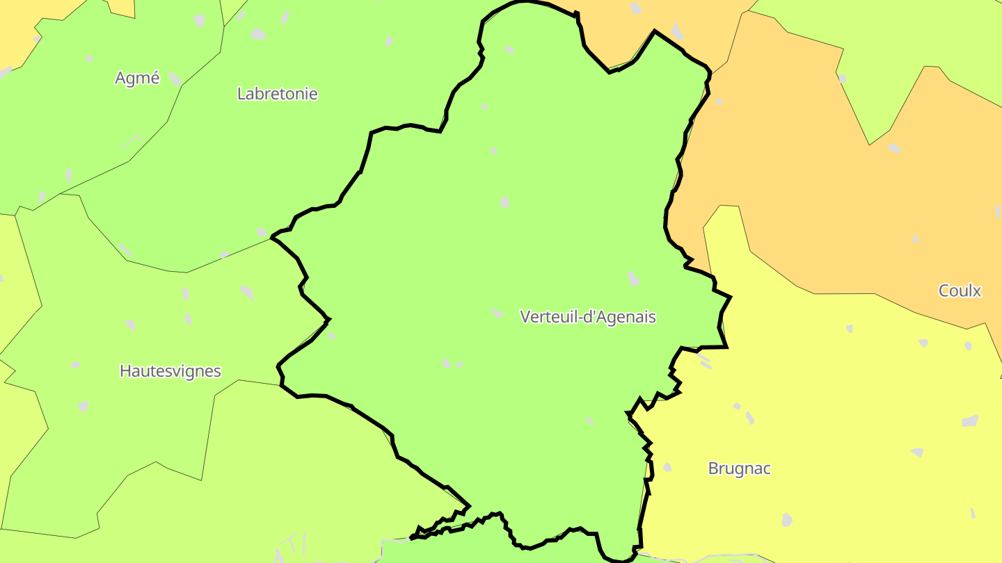 Carte des prix de l'immobilier Verteuil-d'Agenais