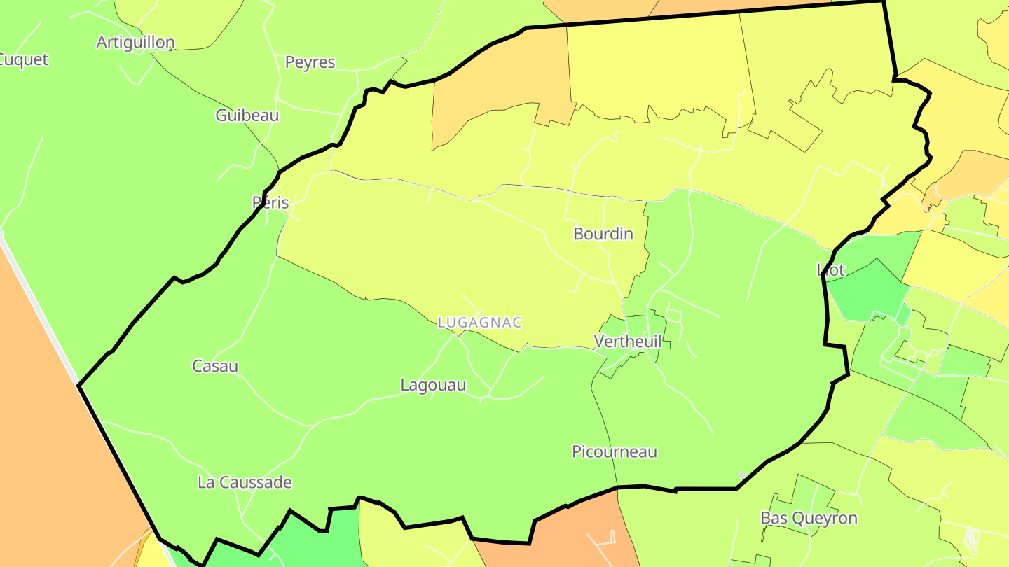 Carte des prix de l'immobilier Vertheuil