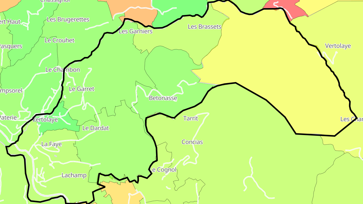 Carte des prix de l'immobilier Vertolaye