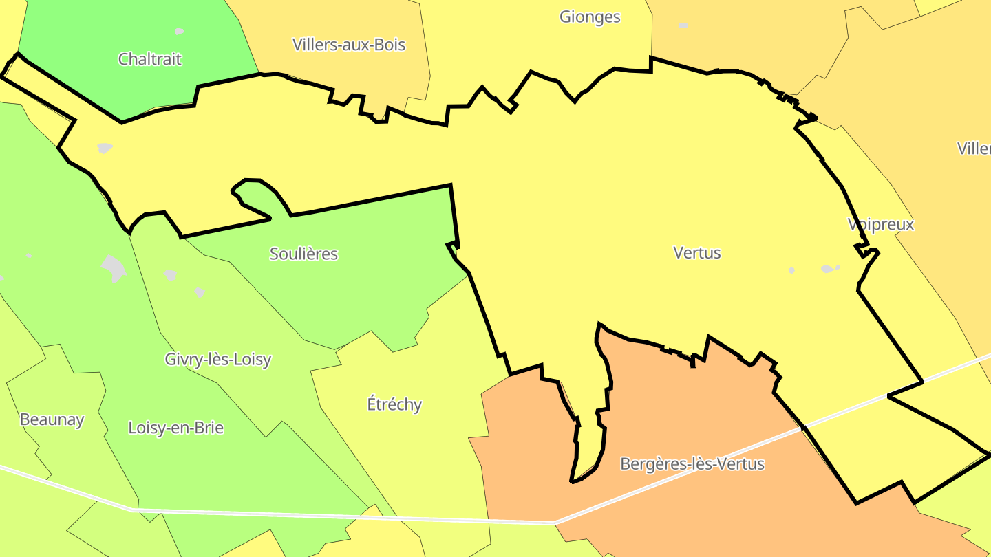 Carte des prix de l'immobilier Vertus