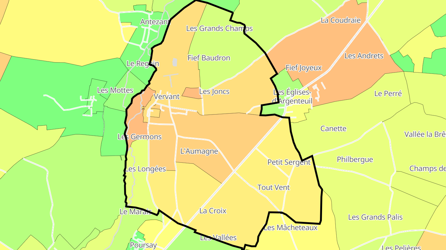 Carte des prix de l'immobilier Vervant