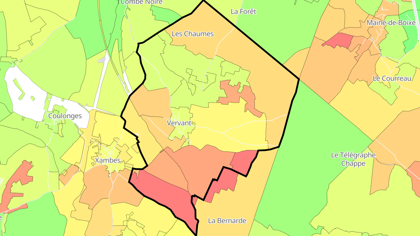 Carte des prix de l'immobilier Vervant