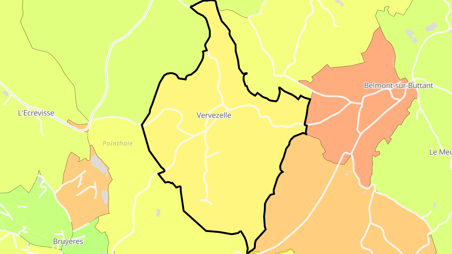 Carte des prix de l'immobilier Vervezelle