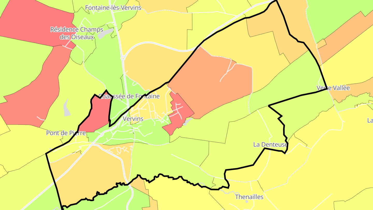 Carte des prix de l'immobilier Vervins