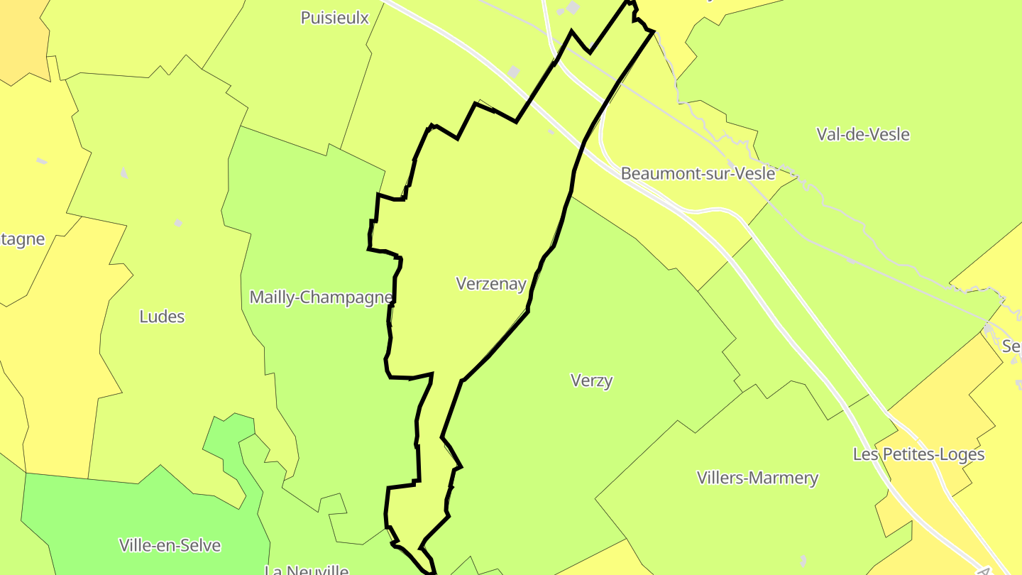 Carte des prix de l'immobilier Verzenay