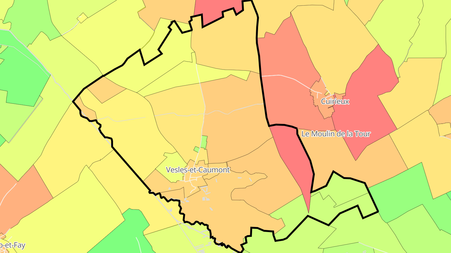 Carte des prix de l'immobilier Vesles-et-Caumont