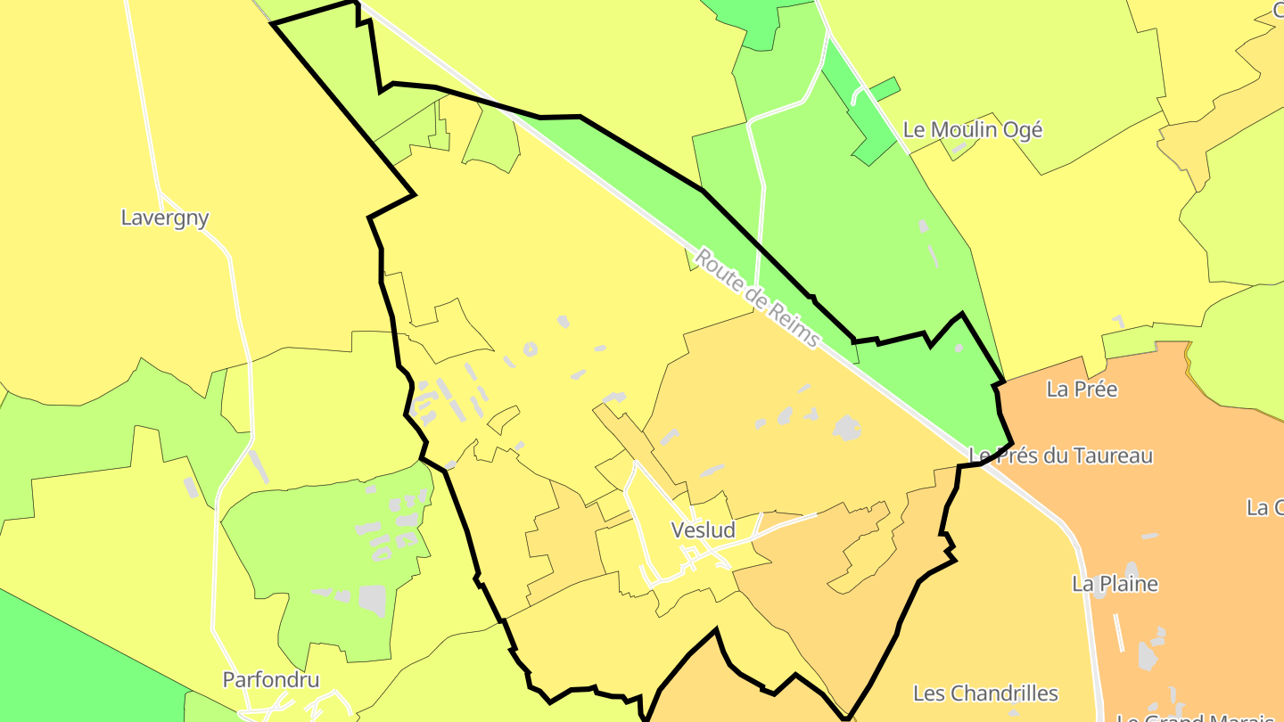 Carte des prix de l'immobilier Veslud