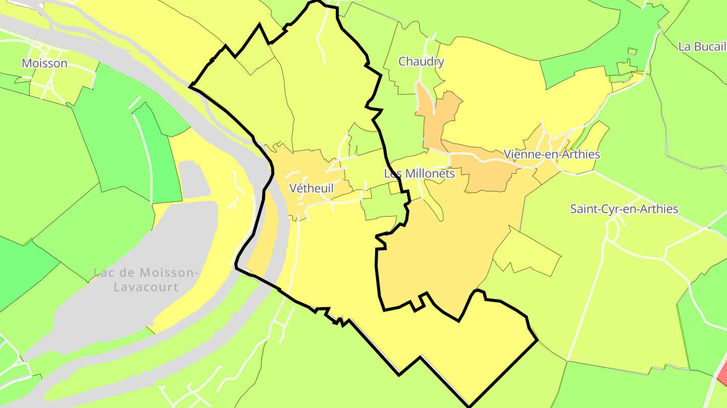 Carte des prix de l'immobilier Vétheuil