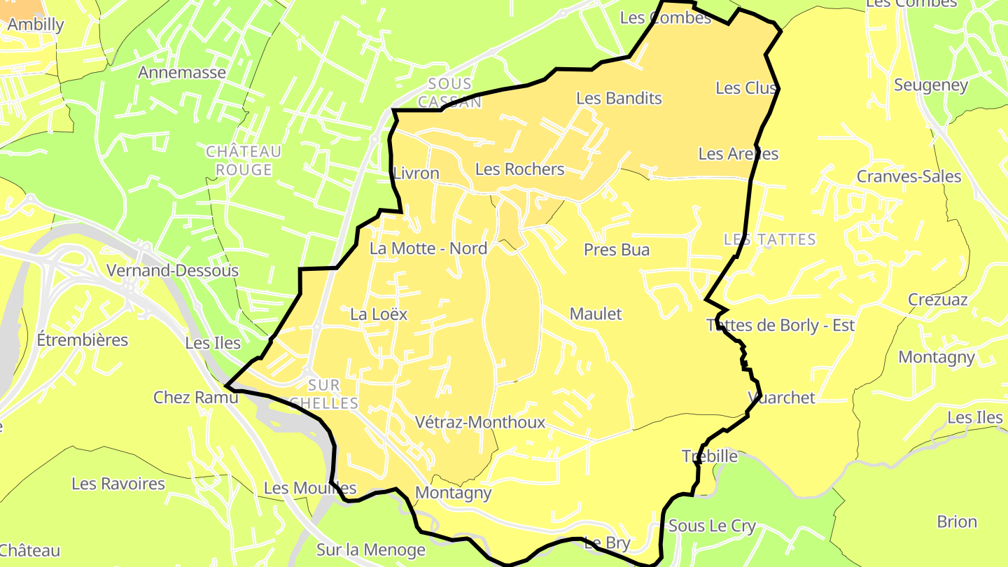 Carte des prix de l'immobilier Vétraz-Monthoux