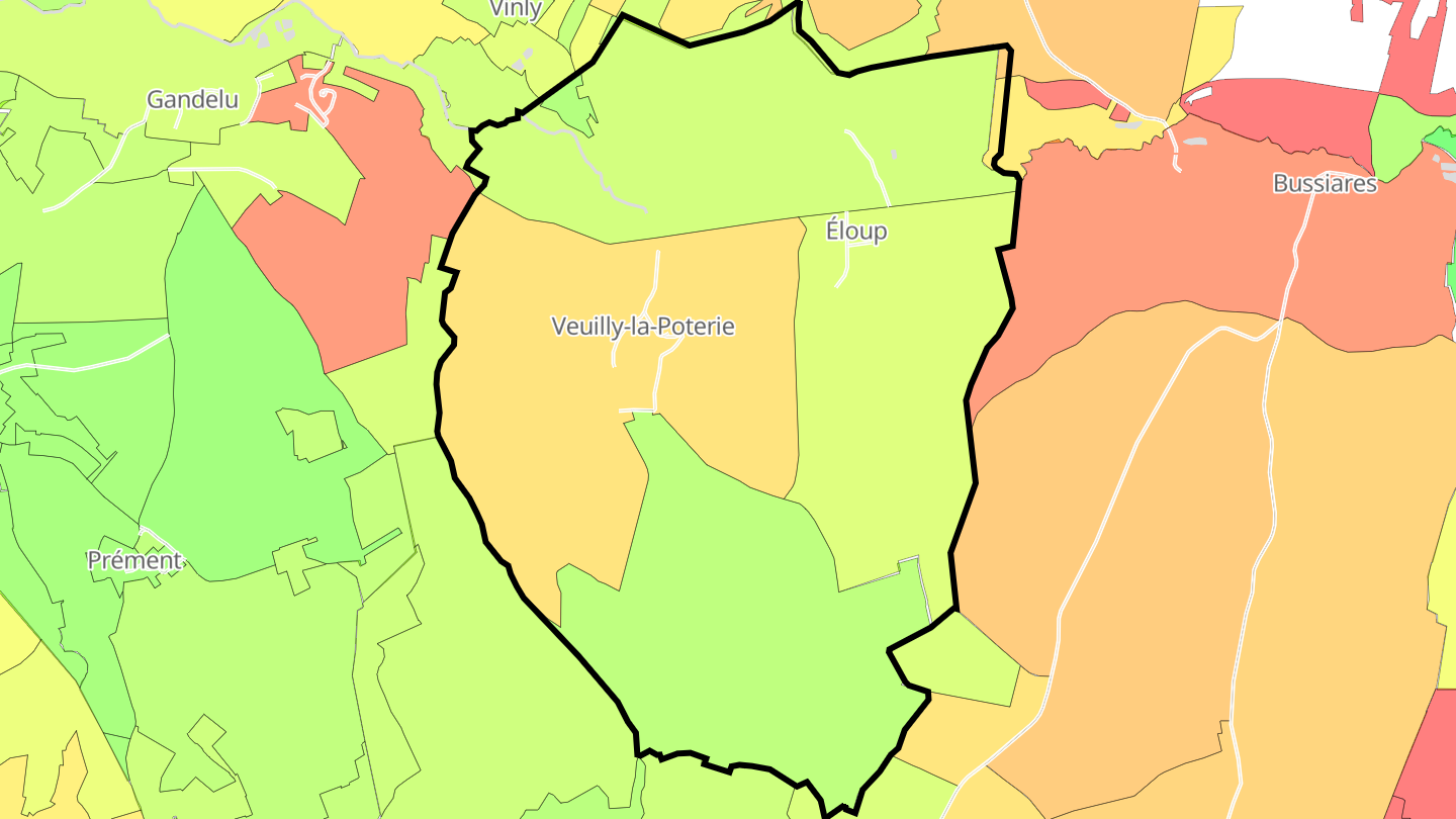 Carte des prix de l'immobilier Veuilly-la-Poterie