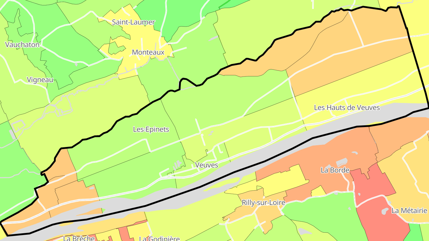 Carte des prix de l'immobilier Veuves
