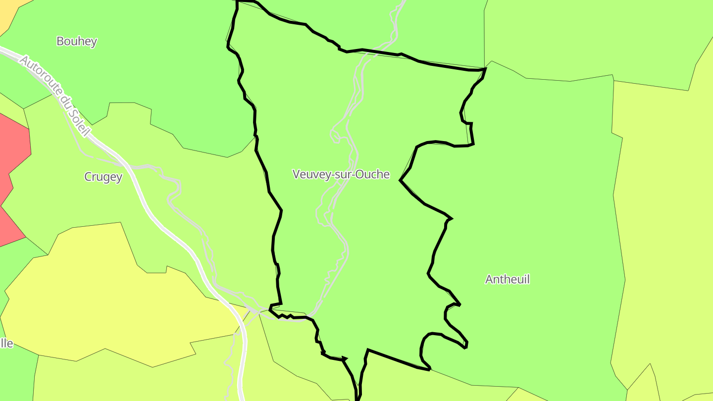 Carte des prix de l'immobilier Veuvey-sur-Ouche