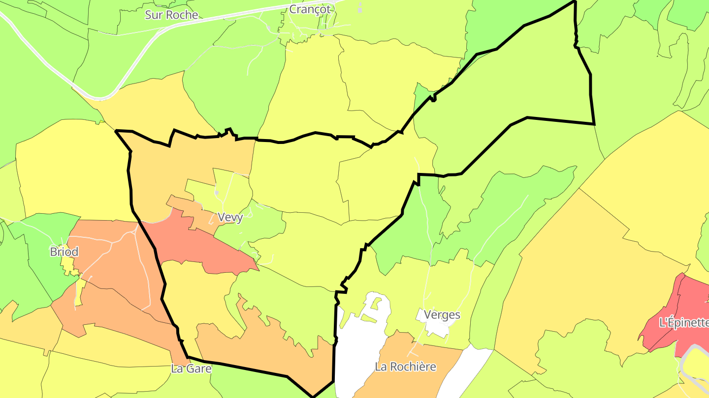 Carte des prix de l'immobilier Vevy