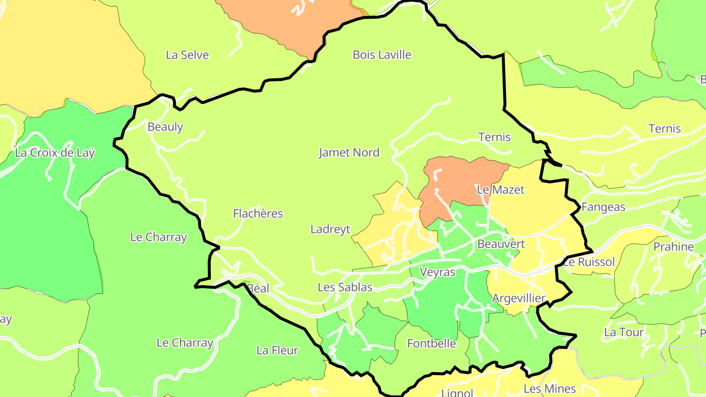 Carte des prix de l'immobilier Veyras