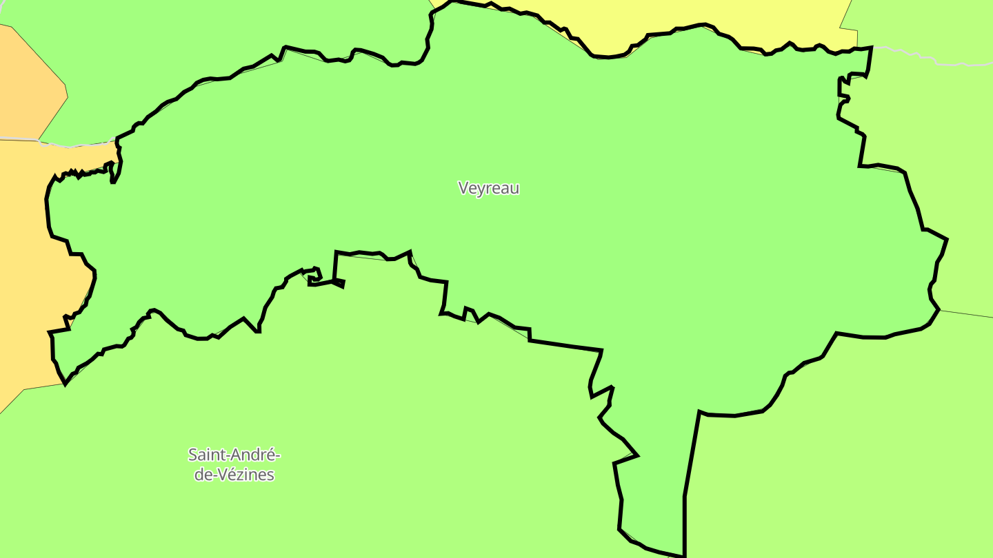 Carte des prix de l'immobilier Veyreau