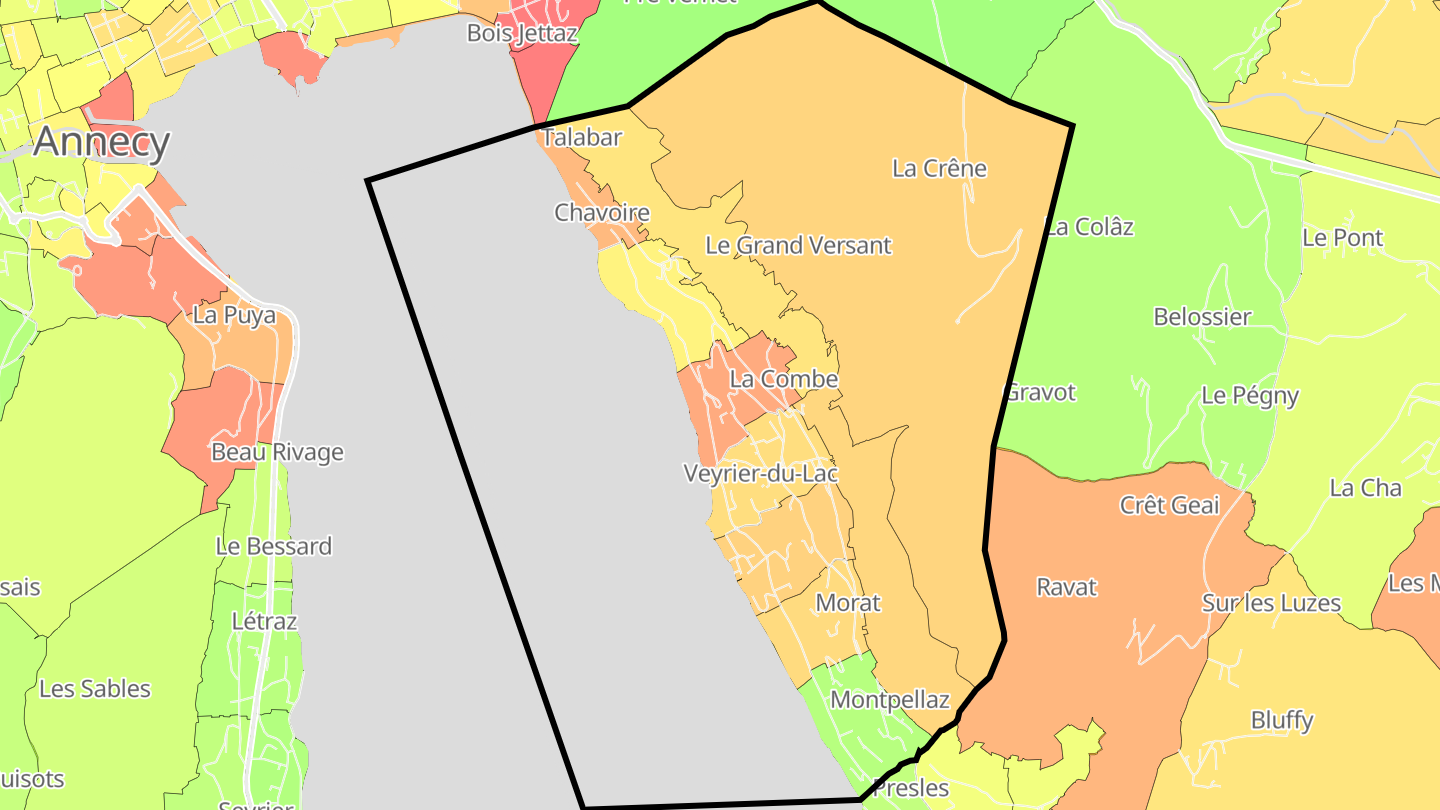 Carte des prix de l'immobilier Veyrier-du-Lac