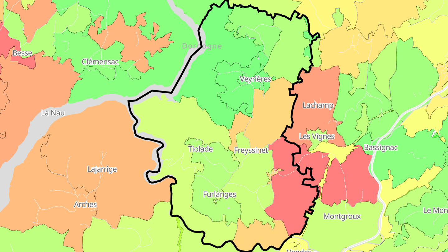 Carte des prix de l'immobilier Veyrières