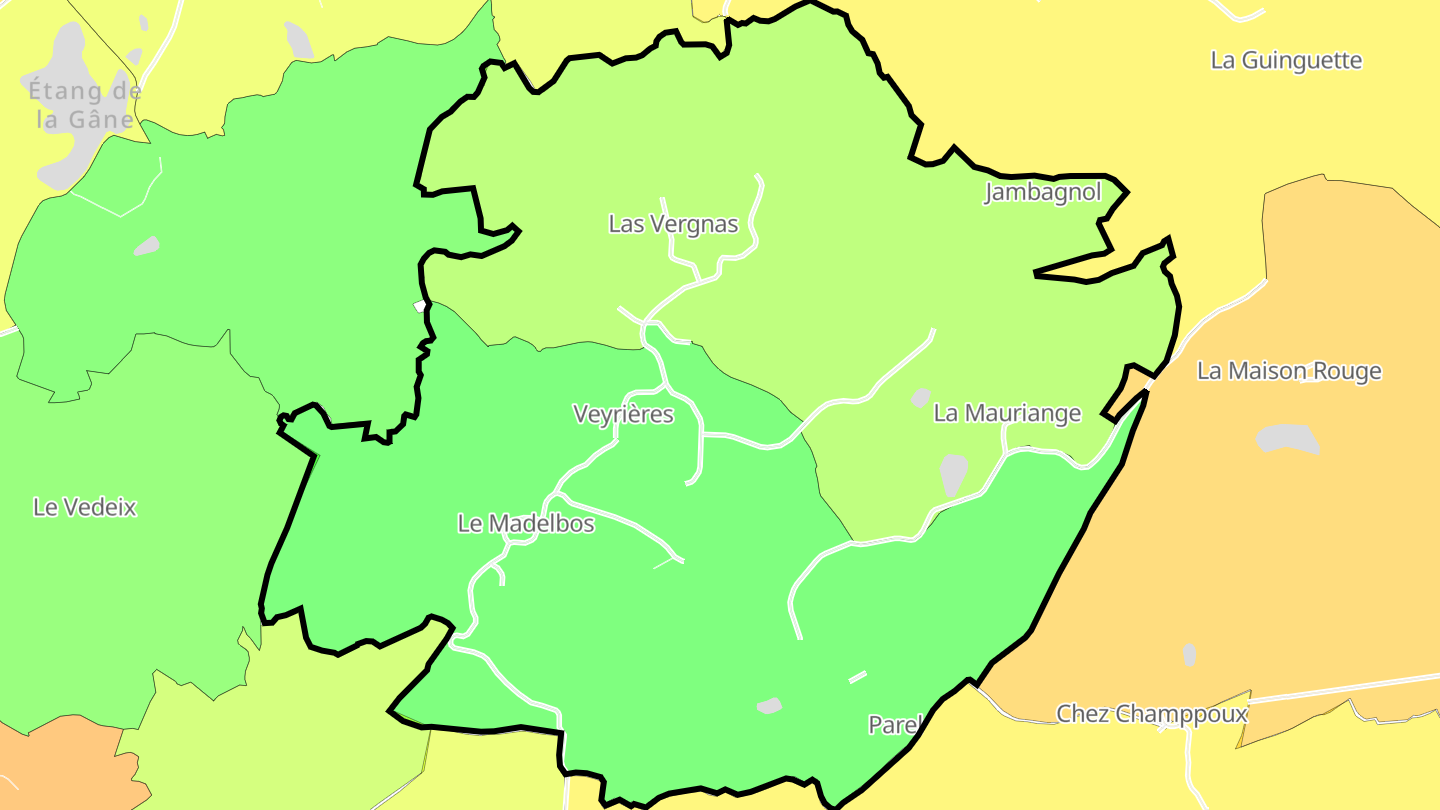 Carte des prix de l'immobilier Veyrières