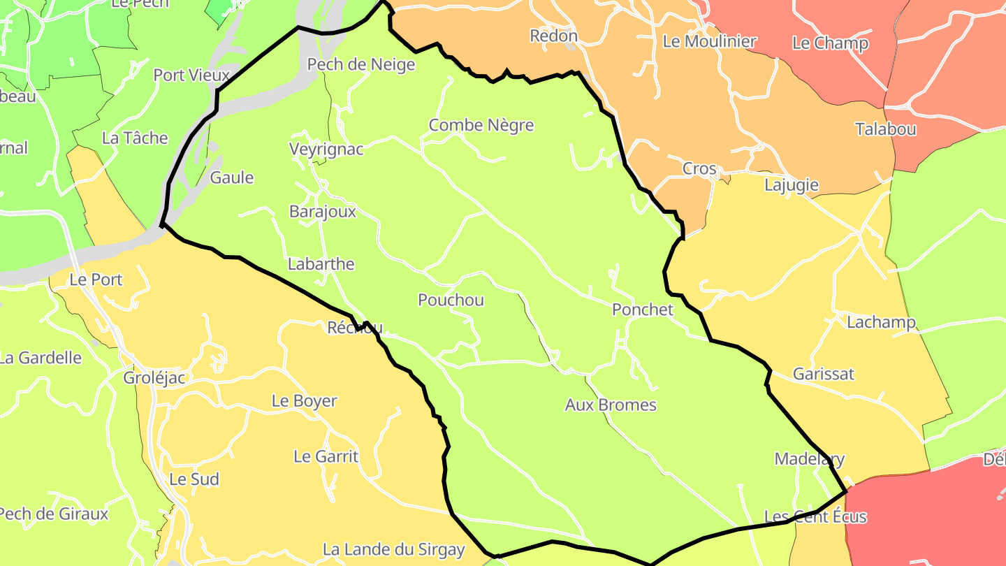 Carte des prix de l'immobilier Veyrignac