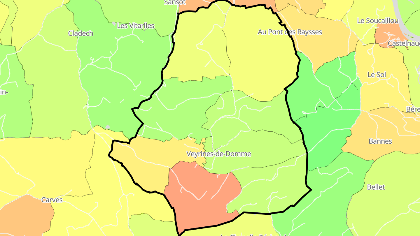 Carte des prix de l'immobilier Veyrines-de-Domme