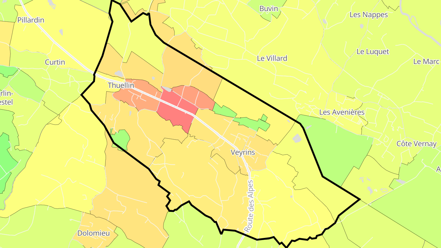 Carte des prix de l'immobilier Veyrins-Thuellin