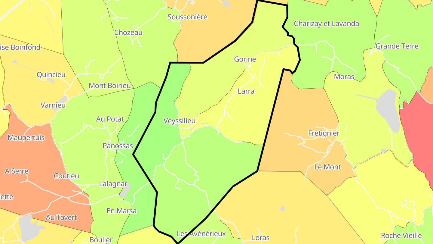 Carte des prix de l'immobilier Veyssilieu