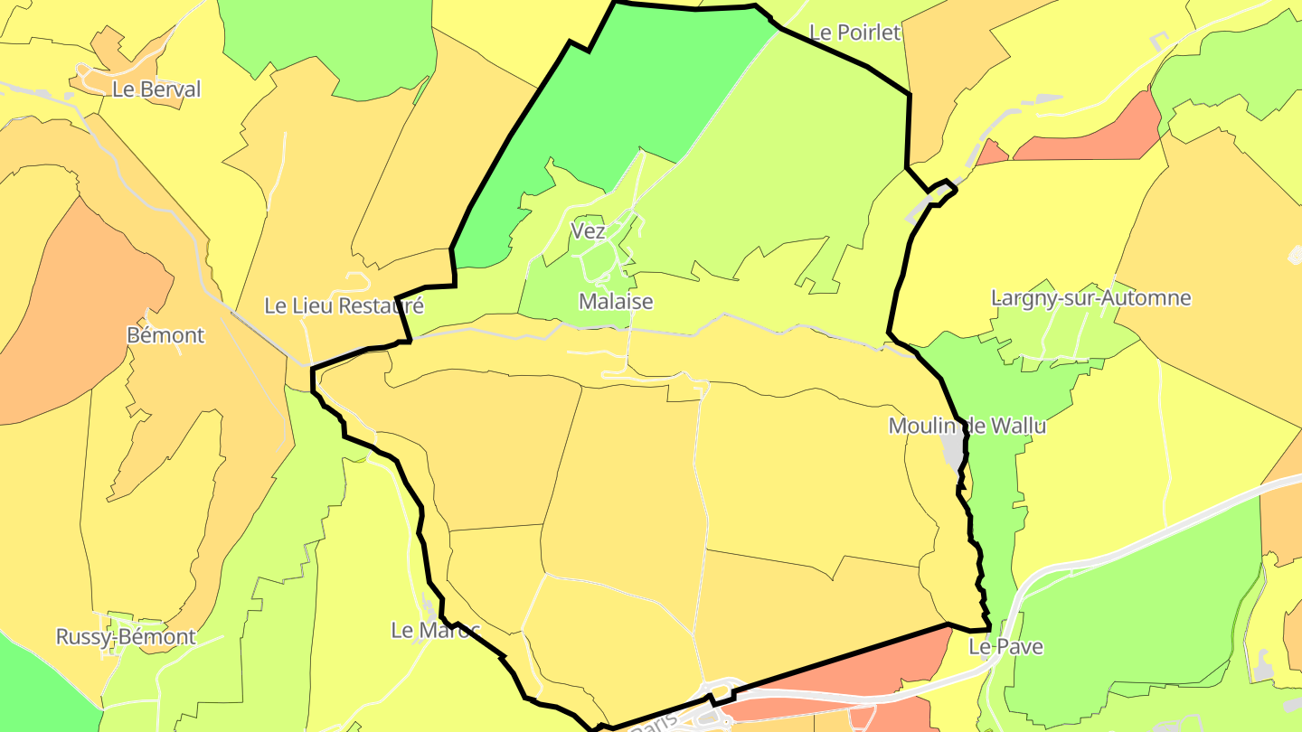 Carte des prix de l'immobilier Vez